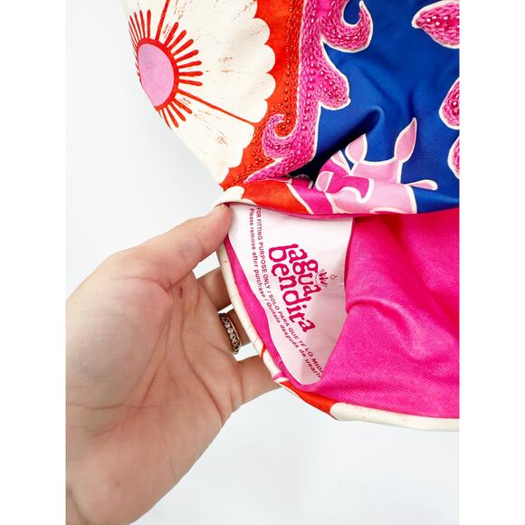 Agua Bendita Petra Pink Blue Print One-Piece Swimsuit Size Medium - Picture 6 of 7